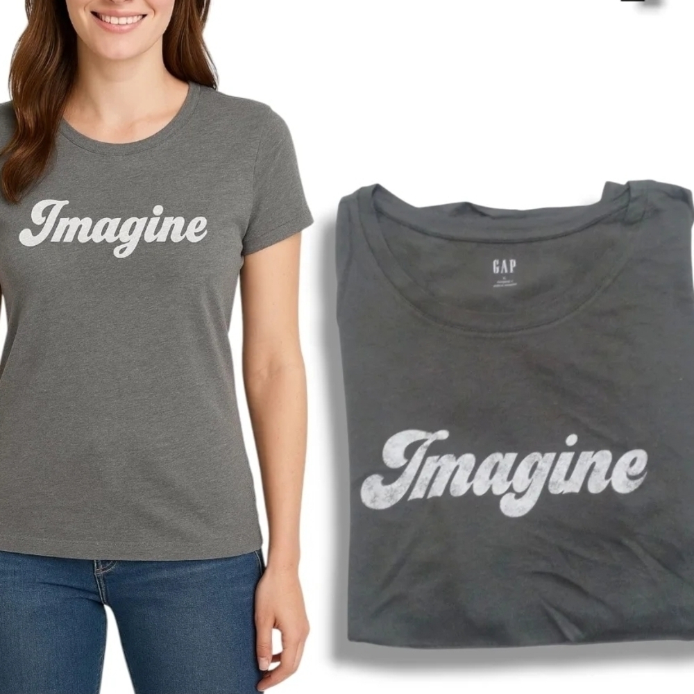 Gap Gray 'Imagine' T-Shirt, Size Small